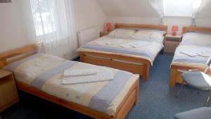 伏尔塔瓦河畔利普诺普利斯塔夫酒店的带三张床和椅子的房间
