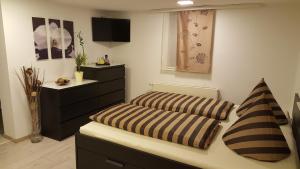施内贝格妮可公寓的客厅配有2个靠垫的床铺