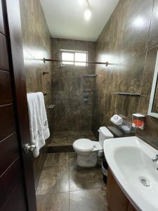 比亚米尔港Apartahotel Casa Soleil的一间带卫生间和水槽的浴室