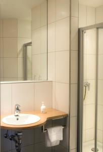 多斯滕恩豪斯亚格尔豪弗酒店的一间带水槽和淋浴的浴室