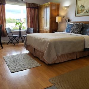 安蒂戈尼什尼希艾维格林酒店的一间卧室配有一张床、一张桌子和一个窗户。