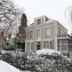 费尔普Villa Dalenstein的一座大白房子,地面上积雪