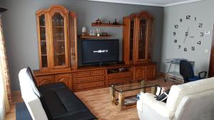 维多利亚-加斯特伊兹Lizarra Etxea的客厅设有电视,位于木制娱乐中心