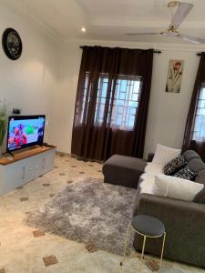 阿克拉SUCCESS ROOM Ensuit - East Legon, Adjiringanor的带沙发和平面电视的客厅
