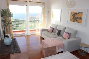 卡尼索Reis Magos View的带沙发和大窗户的客厅