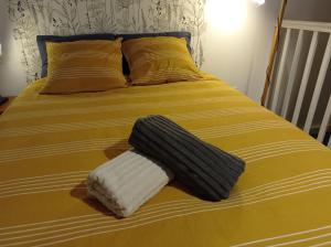 利布尔讷Le Girond'Inn的床上有两条毛巾