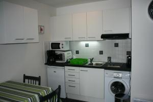 康博莱班小说公寓的厨房配有水槽和洗衣机