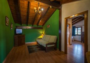 阿莫雷维耶塔-埃查诺CASA RURAL ETXANO的客厅设有绿色的墙壁和沙发