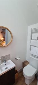 布里斯托Ring O Bells Hinton Blewett的浴室设有白色的卫生间和镜子