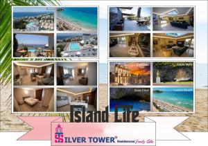 库萨达斯Silver Tower Residence的海岛生活照片和河塔照片的拼合