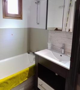 ChaillolStudio RDC 4-5 pers pied des pistes的浴室配有盥洗盆和浴缸。