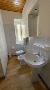 摩德纳迪-坎皮格里奥Hotel Ristorante Genzianella的浴室设有2个卫生间、水槽和镜子