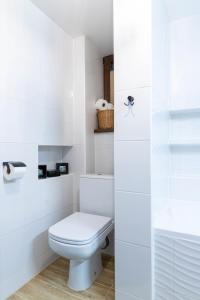 布科维纳-塔钱斯卡Chata Litwor的白色的浴室设有卫生间和水槽。