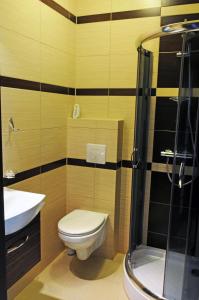 格里兹鲍Centrum Wypoczynku Victoria Spa的浴室配有卫生间、盥洗盆和淋浴。