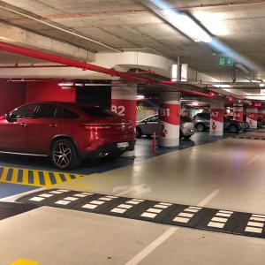 贝尔格莱德Maison Royale的车库里有一个红色的停车位