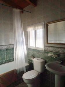 拉霍亚Casa Rural La Higuera 2的一间带卫生间、水槽和窗户的浴室