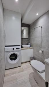卡科佩特里亚Nagia’s Apartment的一间带洗衣机和水槽的浴室