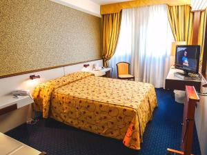 维罗纳马克西姆酒店的酒店客房,配有床和电视