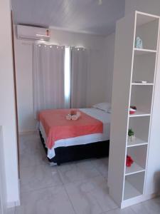 弗洛里亚诺波利斯Residencial Campeche 1的一间卧室设有一张床和一个书架