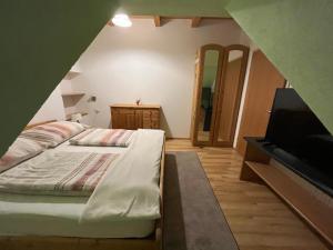 马里兰科维茨帕贝斯特家庭公寓的一间卧室配有一张床和一台电视。