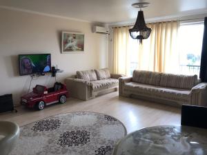 苏呼米Квартира с удобствами的带沙发和红色玩具车的客厅