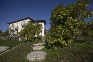 勒威诺Villa Corbezzolo的通往白色房子的石路