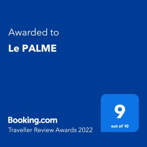 帕尔马Le PALME的手机的屏幕,手机的文本被授予le palme