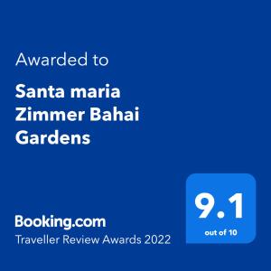 海法Santa maria Zimmer Bahai Gardens的给桑塔码头的手机的屏幕