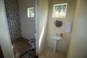 桑塔克鲁茨卡巴利亚Pousada Recanto do Galo的一间带水槽和卫生间的小浴室