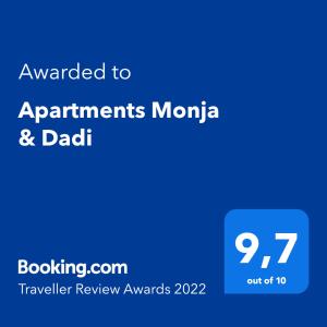 万塔西西Apartments Monja & Dadi的给申请者曼塔和爸爸的蓝屏