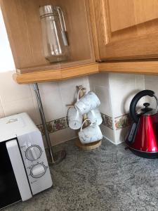 BelvedereLuxurious & Spacious 5 Bedroom Property的厨房柜台配有微波炉和茶壶