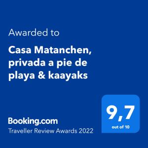 圣布拉斯Casa Matanchen, privada a pie de playa & kaayaks的手机的屏幕,带有想要casa matacion的文字