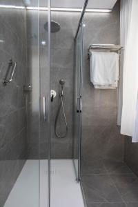 伊斯拉奥林普酒店的带淋浴的浴室和玻璃门
