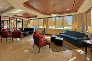 奥古斯塔Comfort Suites Augusta Riverwatch的带沙发、椅子和窗户的等候室