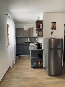 克尔茨什瓦拉乡Casa Loredana的厨房配有不锈钢冰箱