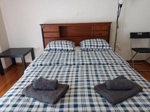 雅典Rooms in the apartment (Leontiou)的床上有2个枕头