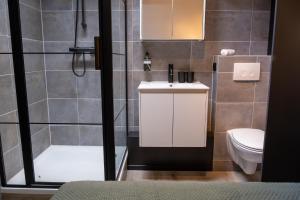 恩斯赫德City Stay&Go Enschede的带淋浴、盥洗盆和卫生间的浴室