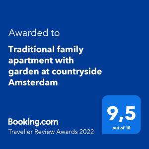 LandsmeerTraditional family apartment with garden at countryside Amsterdam的在美国乡村花园中重新认可传统家庭协议的标志