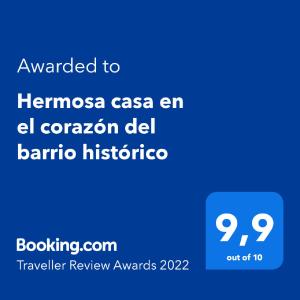 科洛尼亚-德尔萨克拉门托Hermosa casa en el corazón del barrio histórico的手机的屏幕,带有发到热器的文本