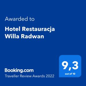 Aleksandrów KujawskiHotel Restauracja Willa Radwan的一张酒店餐厅门票兑换机的屏幕