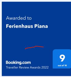 蒙绍Ferienhaus Piana的给ferris平原平面的词的文本框的截图