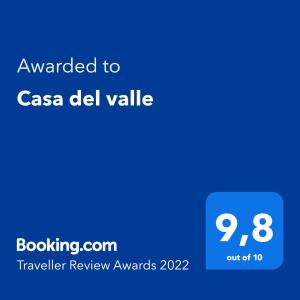 Casa del valle的证书、奖牌、标识或其他文件