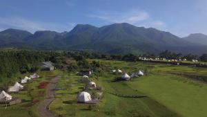 Kujuくじゅう花公園　キャンピングリゾート花と星的山景帐篷的空中景致