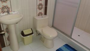 马尔多纳多港Hotel Jose Antonios Inn的一间带卫生间和水槽的浴室