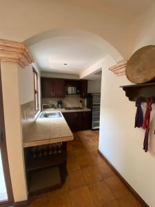 危地马拉安地瓜Suite don Pedro: Hermoso Loft con parqueo gratis!的厨房配有水槽和台面