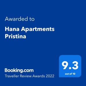 普里什蒂纳Hana Apartments Prishtina的电话的屏幕,上面有给与巴氏术约会的文本