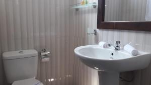 阿努拉德普勒Theon Resort的一间带水槽、卫生间和镜子的浴室