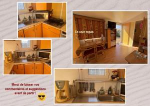 迪纳尔MobH Comfy的夹杂着一个厨房的画作,里面装有橙色橱柜