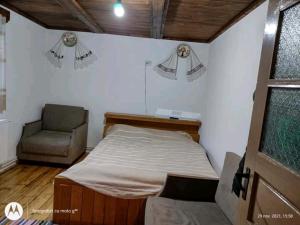 阿列谢尼Casa Sașilor的一间小卧室,配有一张床和一把椅子