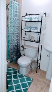 Florence HallL&V Paradise Vacation # 1的一间带卫生间的浴室和一个带毛巾的架子